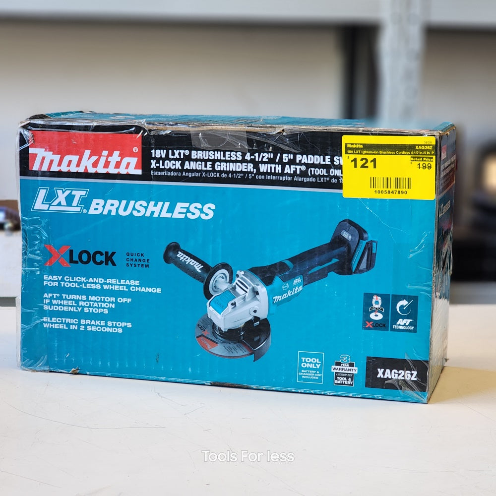 18V LXT Lithium-Ion Brushless Cordless 4-1/2 in./5 in. Paddle Switch X-LOCK Angle Grinder with AFT, Tool Only (XAG26Z) 18V LXT Lithium-Ion Brushless Cordless 4-1/2 in./5 in. Paddle Switch X-LOCK Angle Grinder with AFT, Tool Only (XAG26Z)
